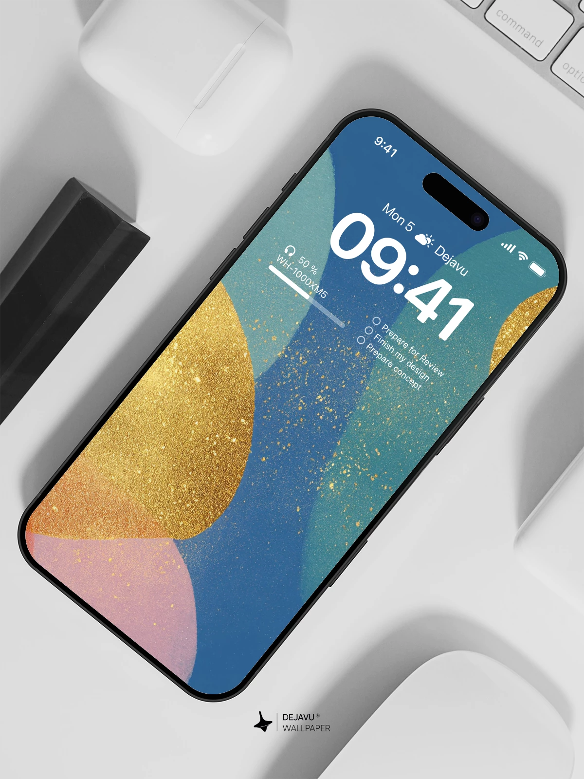Abstract Gold and Blue Wallpaper 4K for iPhone Lock Screen