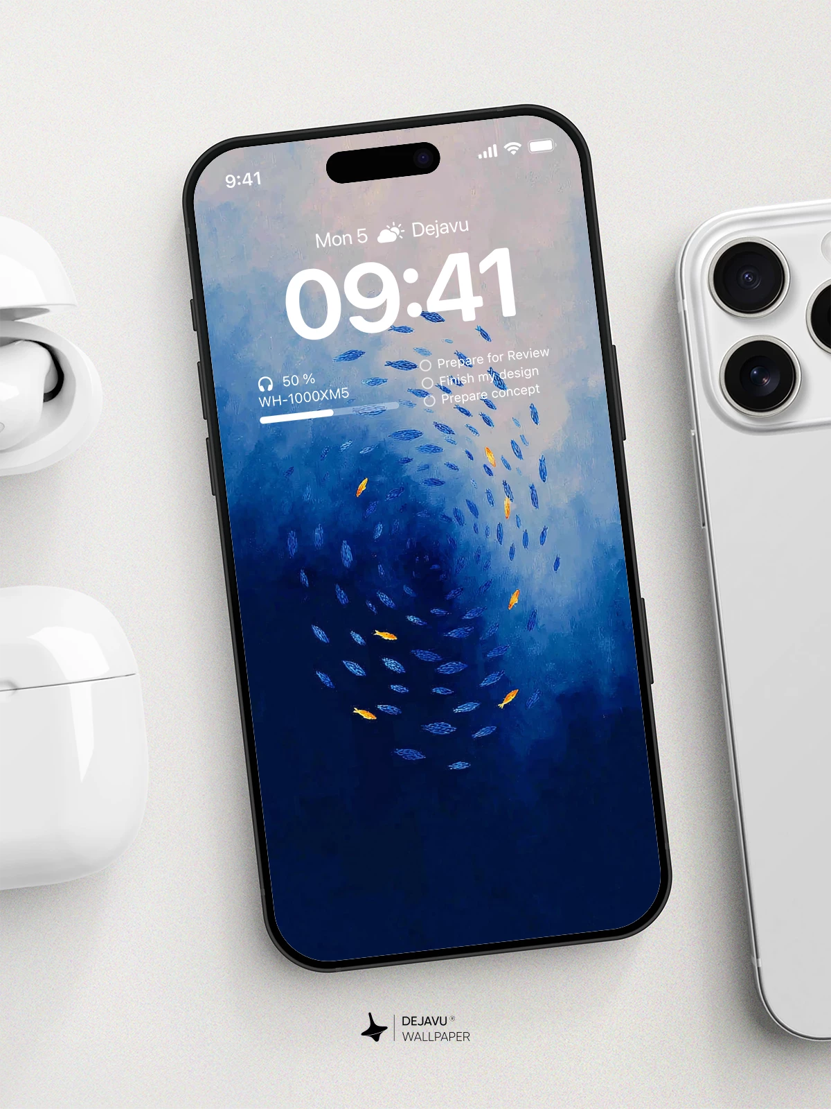 Blue Fish School Wallpaper 4K for iPhone Lock Screen