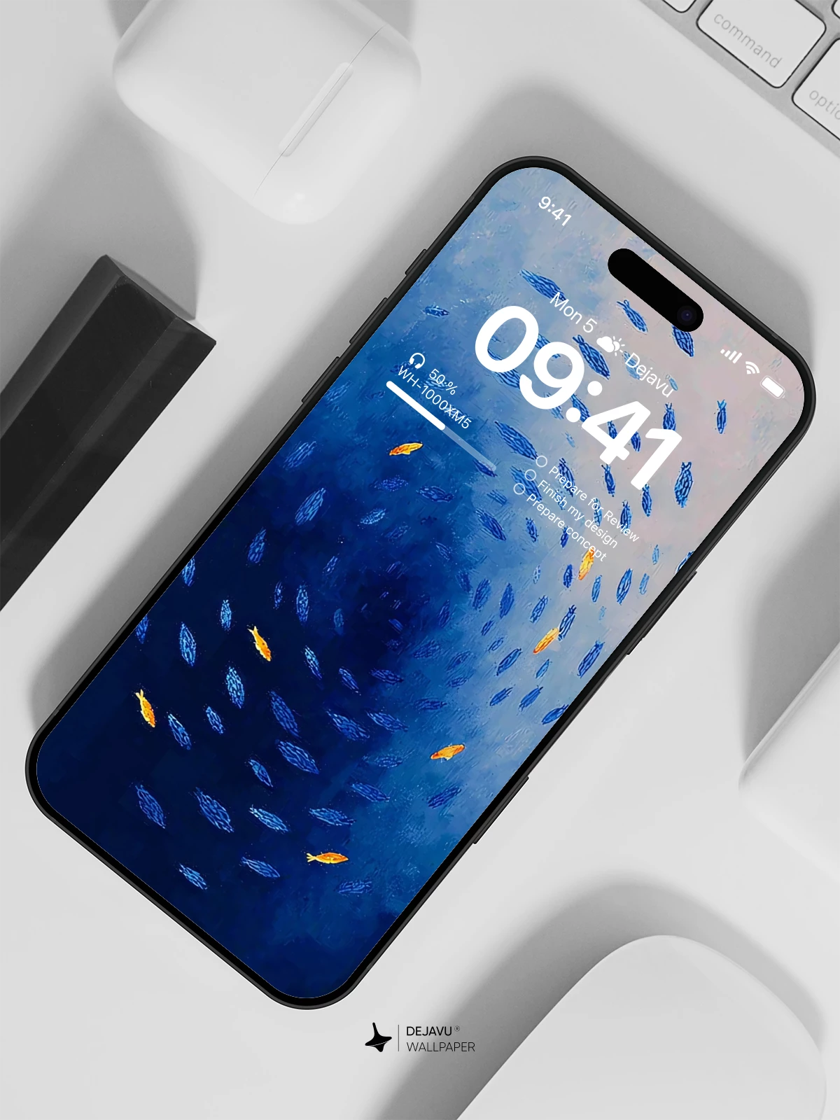 Blue Fish School Wallpaper 4K for iPhone Lock Screen