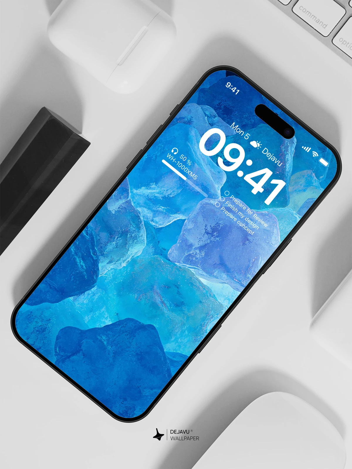 Blue Ice Crystals Wallpaper 4K for iPhone Lock Screen