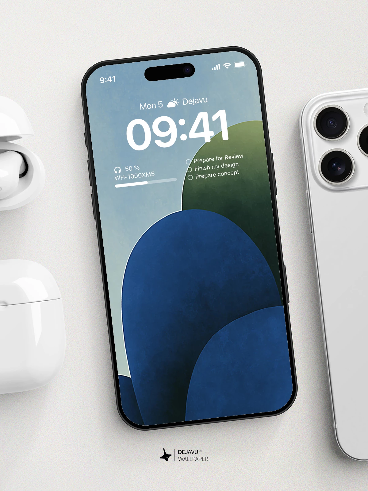 Minimal Blue and Green Shapes Wallpaper 4K for Mobile Background