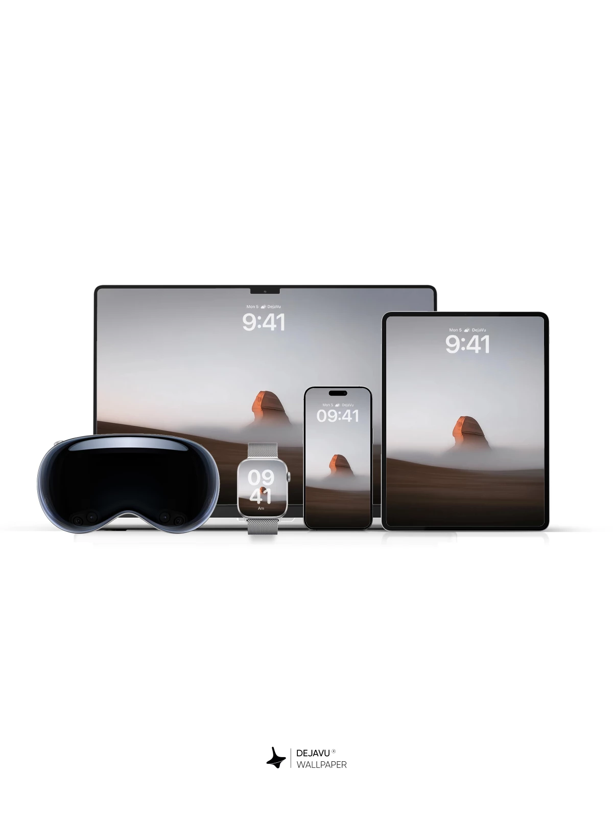 沙漠雾中巨石壁纸 4K 适用于 iPhone 锁屏