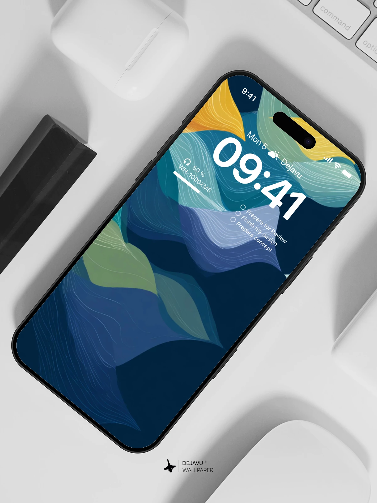 Abstract Blue and Yellow Waves Wallpaper 4K for iPhone Lock Screen