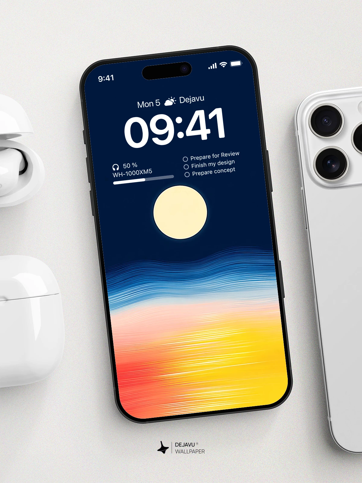Abstract Sunset Moon Wallpaper 4K for iPhone Lock Screen