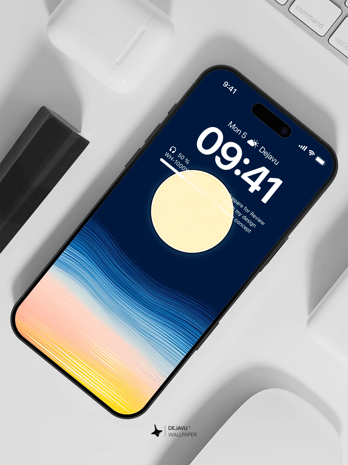 Abstract Sunset Moon Wallpaper 4K for iPhone Lock Screen