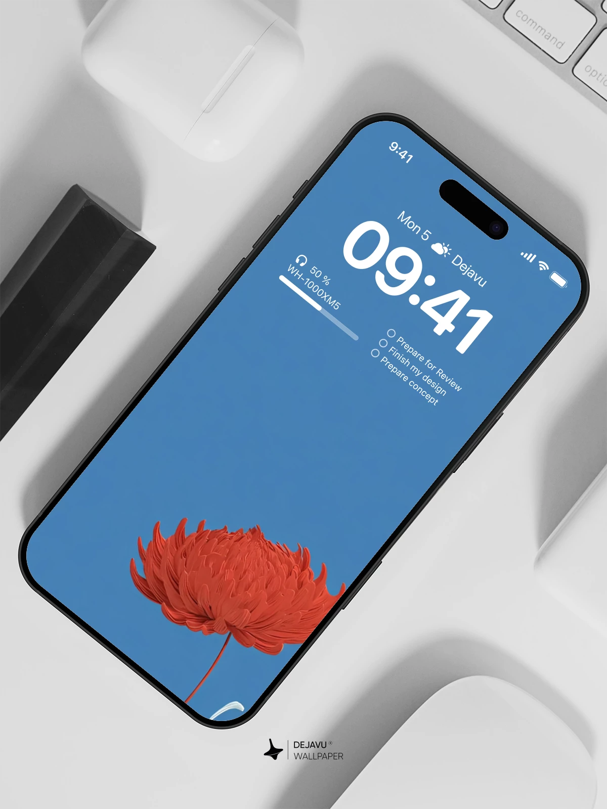 Red Flower Wallpaper 4K for iPhone Lock Screen