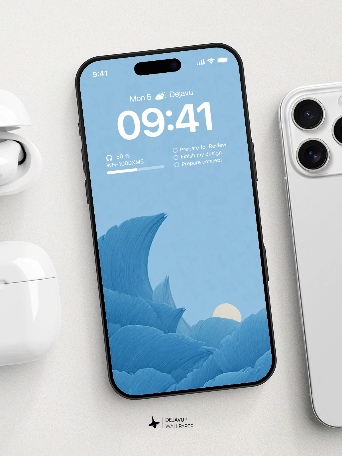 Blue Moonlight Waves Wallpaper 4K for iPhone Lock Screen