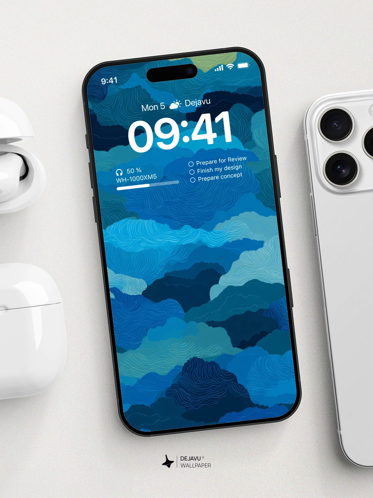 Blue Abstract Waves Wallpaper 4K for iPhone Lock Screen