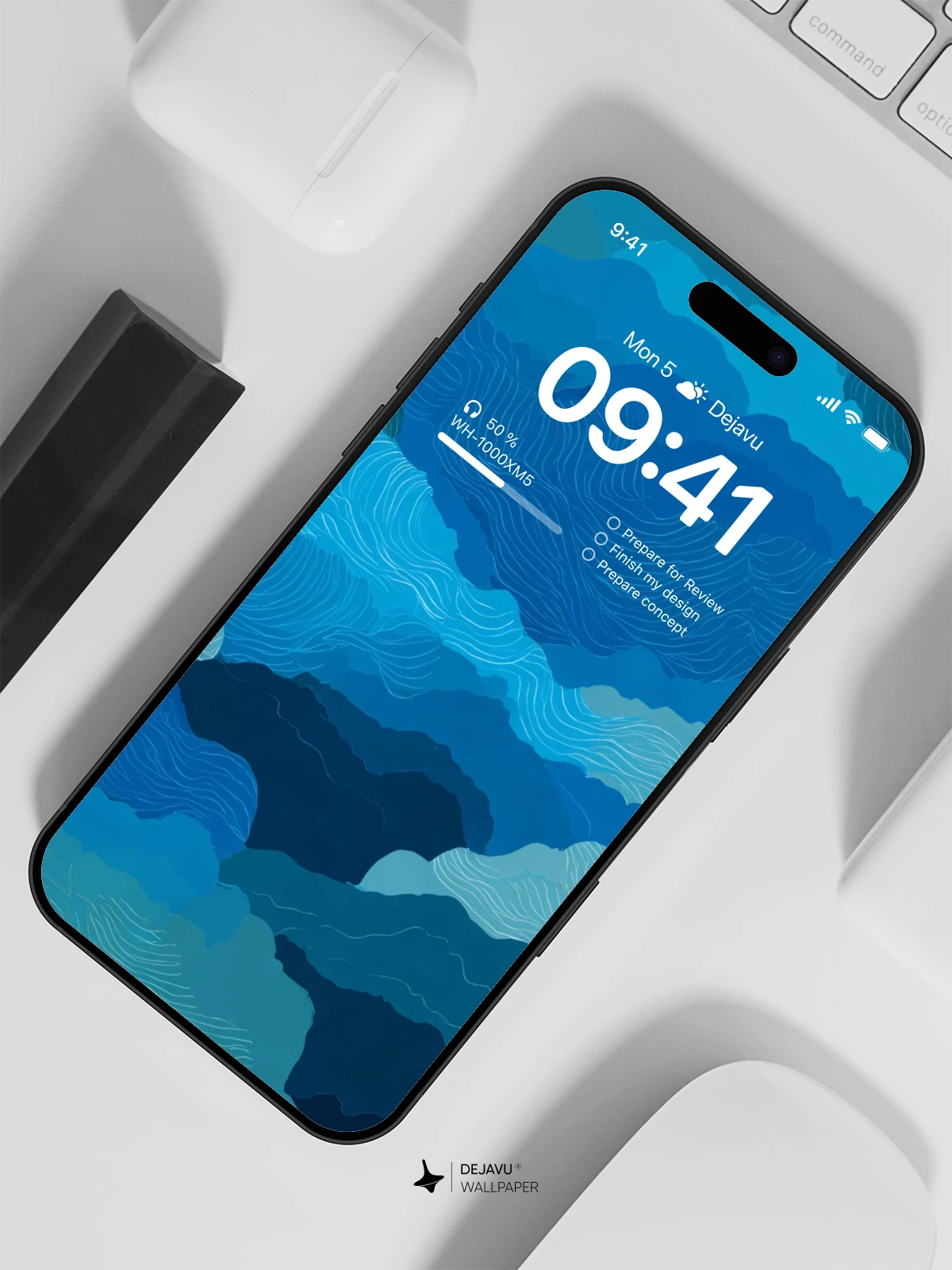 Blue Abstract Waves Wallpaper 4K for iPhone Lock Screen