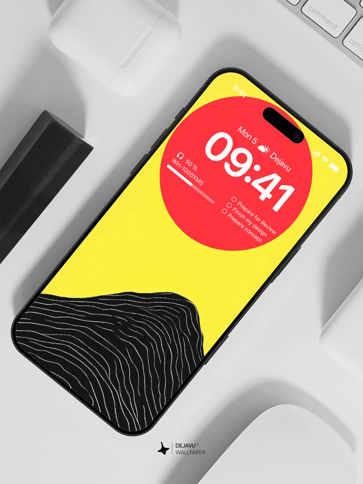 Minimalist Mountain and Sun Wallpaper 4K for iPhone Lock Screen