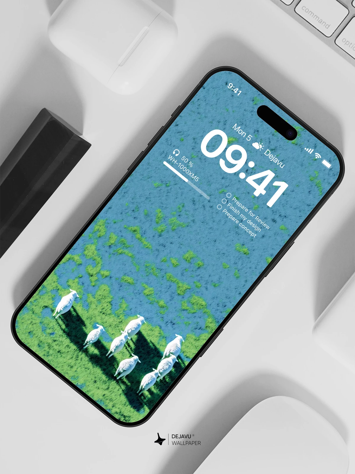 White Sheep Green Field Wallpaper 4K for iPhone Lock Screen