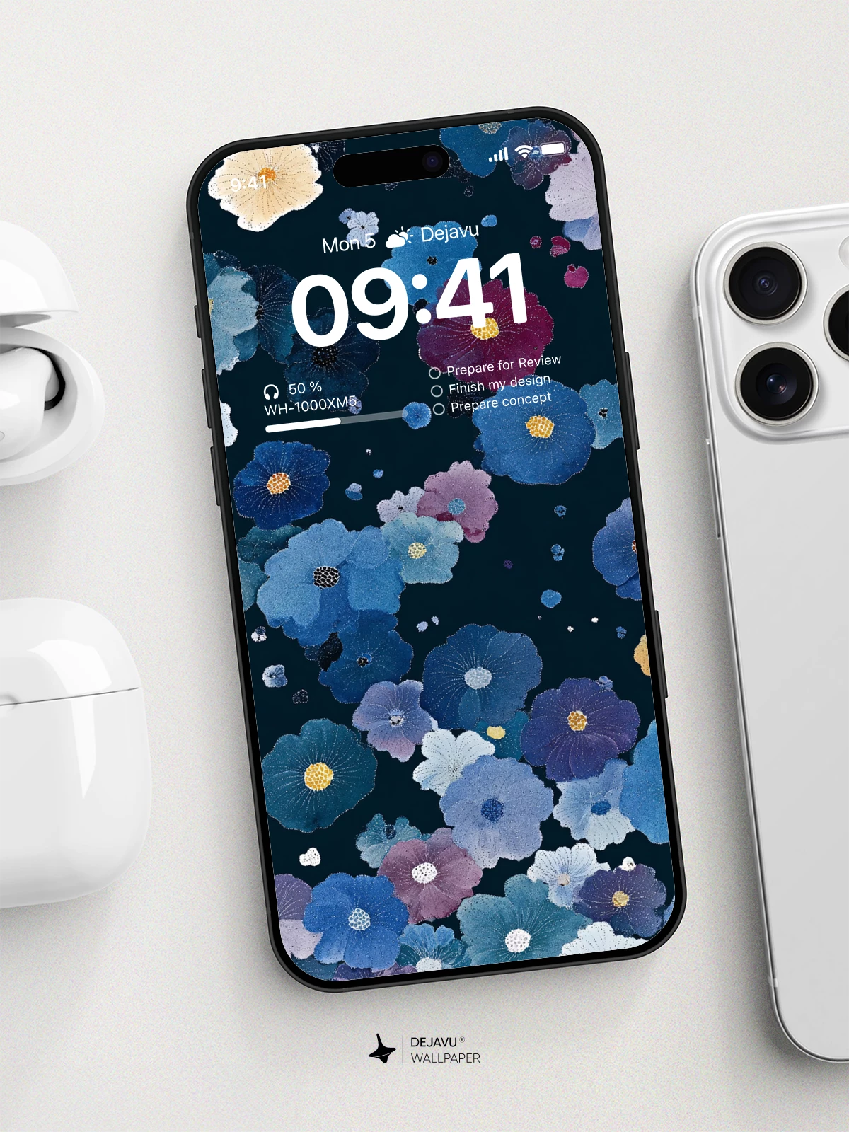Blue Floral Wallpaper 4K for iPhone Lock Screen