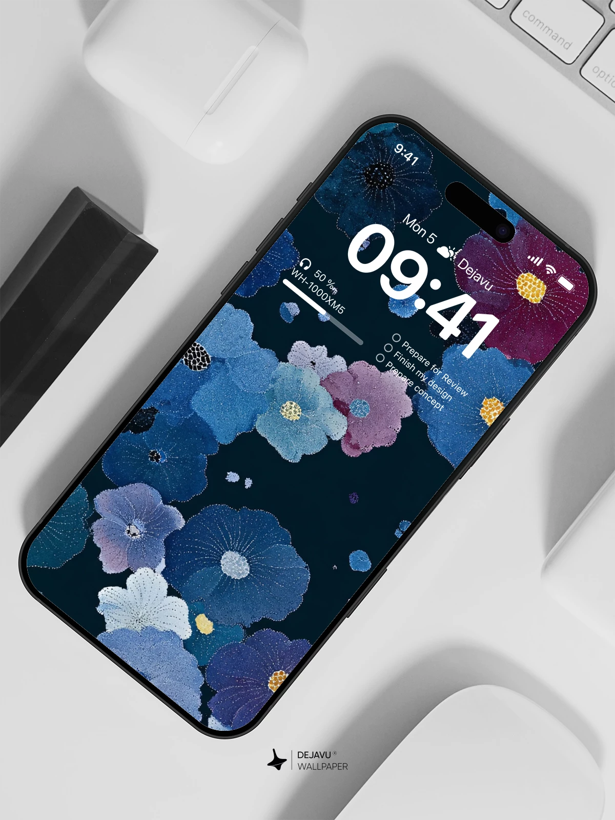 Blue Floral Wallpaper 4K for iPhone Lock Screen
