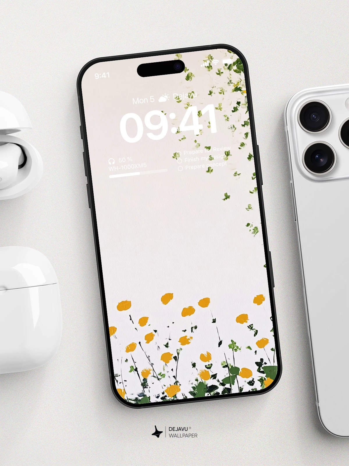 Yellow Flower Green Leaves Wallpaper 4K for iPhone Lock Screen