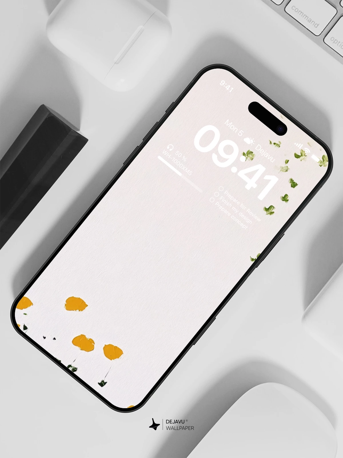 Yellow Flower Green Leaves Wallpaper 4K for iPhone Lock Screen