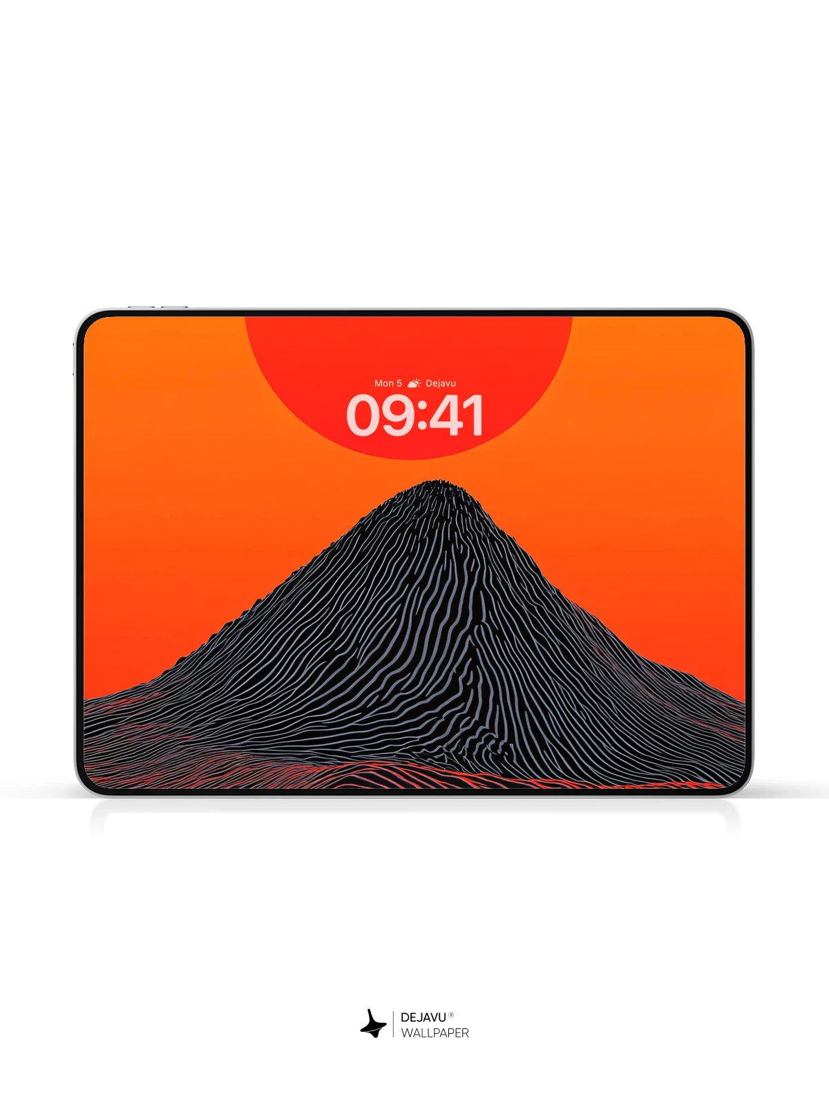 Minimal Red Sun Mountain Wallpaper 4K for iPhone Lock Screen