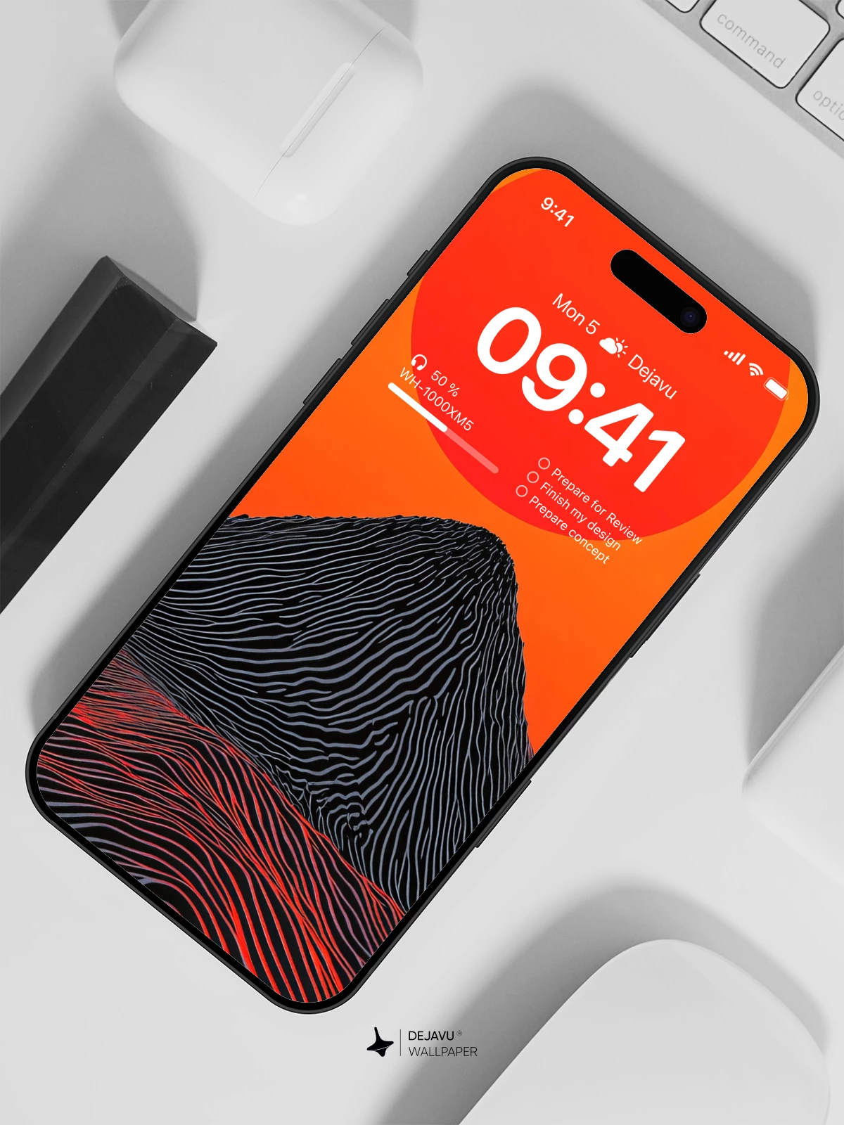 Minimal Red Sun Mountain Wallpaper 4K for iPhone Lock Screen