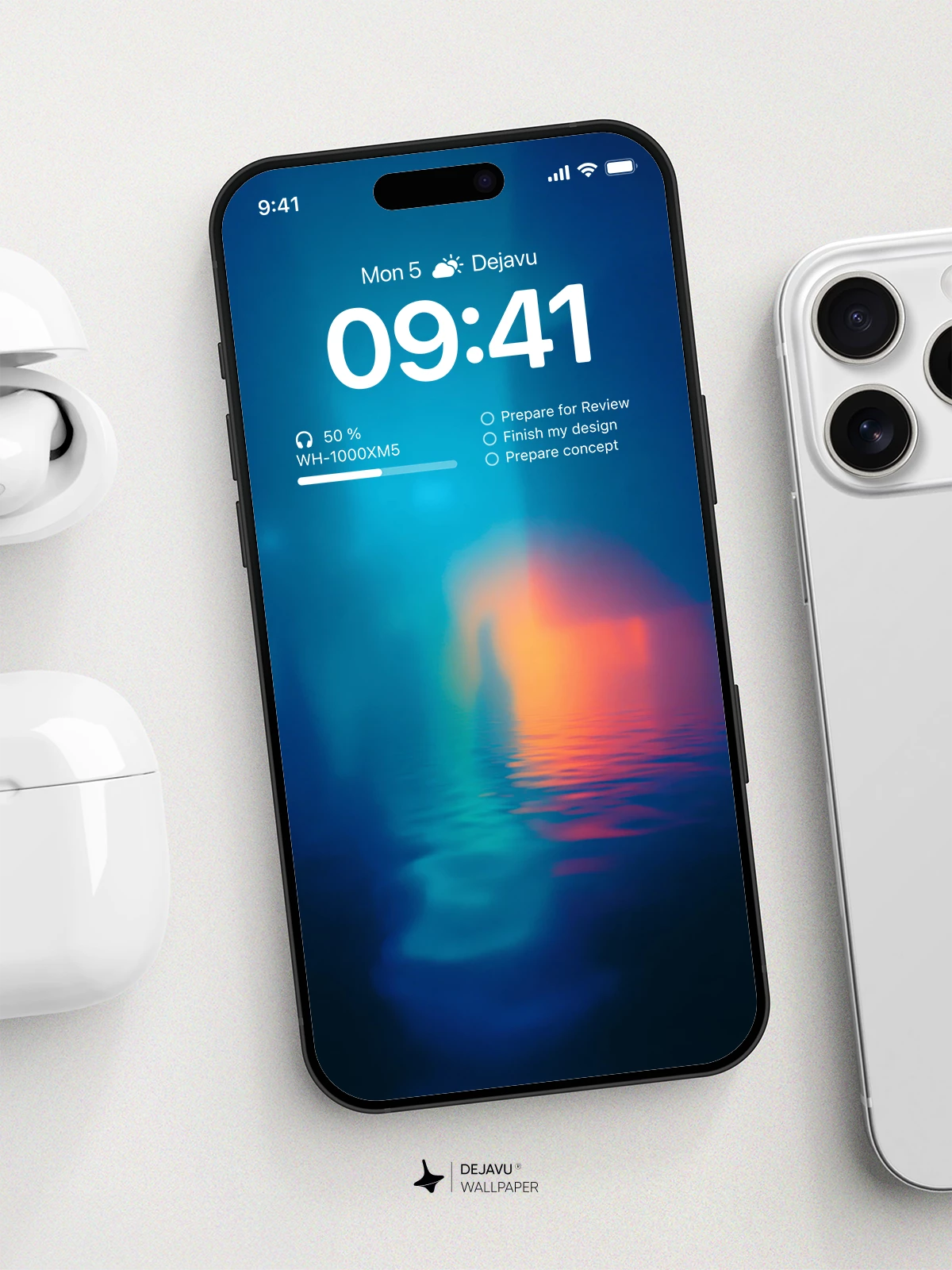 Abstract Neon Water Reflection Wallpaper 4K for iPhone Lock Screen