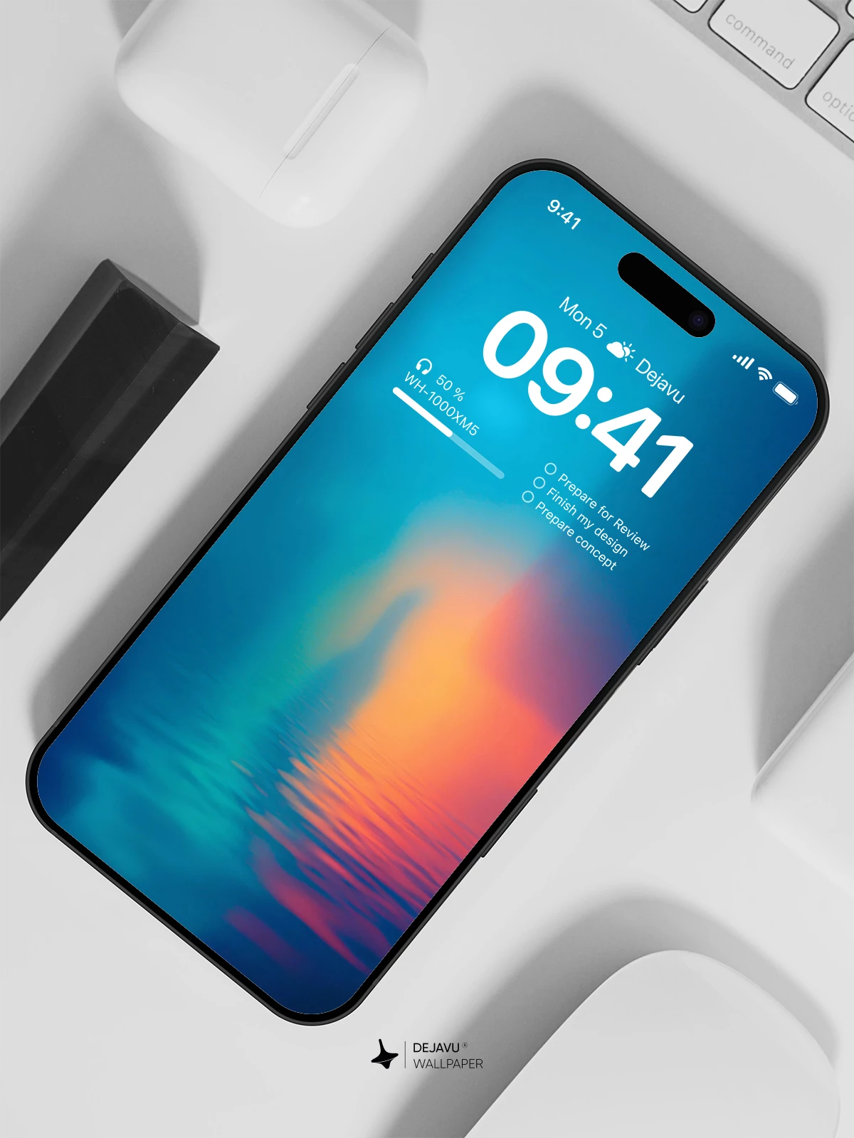 Abstract Neon Water Reflection Wallpaper 4K for iPhone Lock Screen