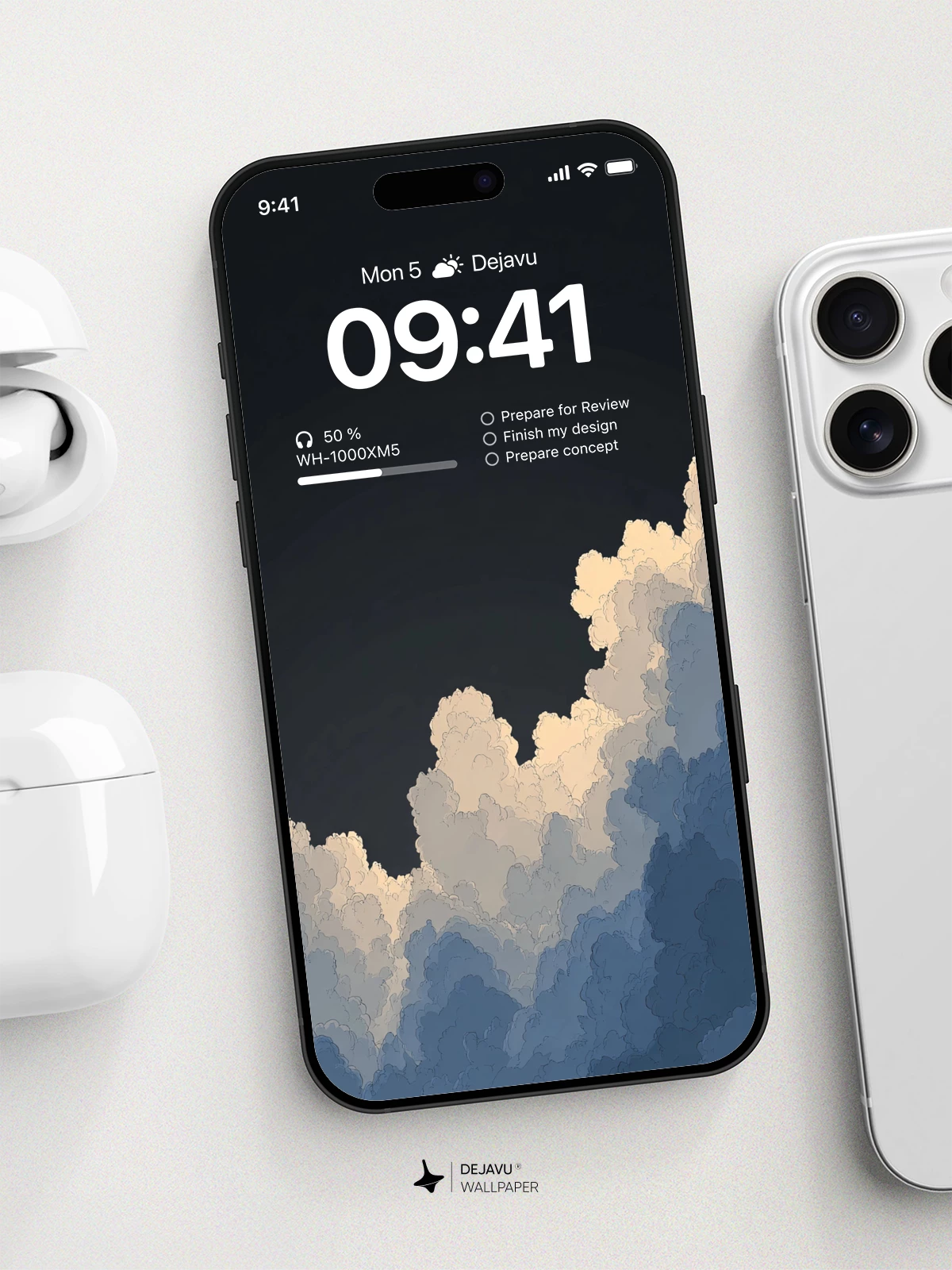 Dark Blue Clouds Wallpaper 4K for iPhone Lock Screen