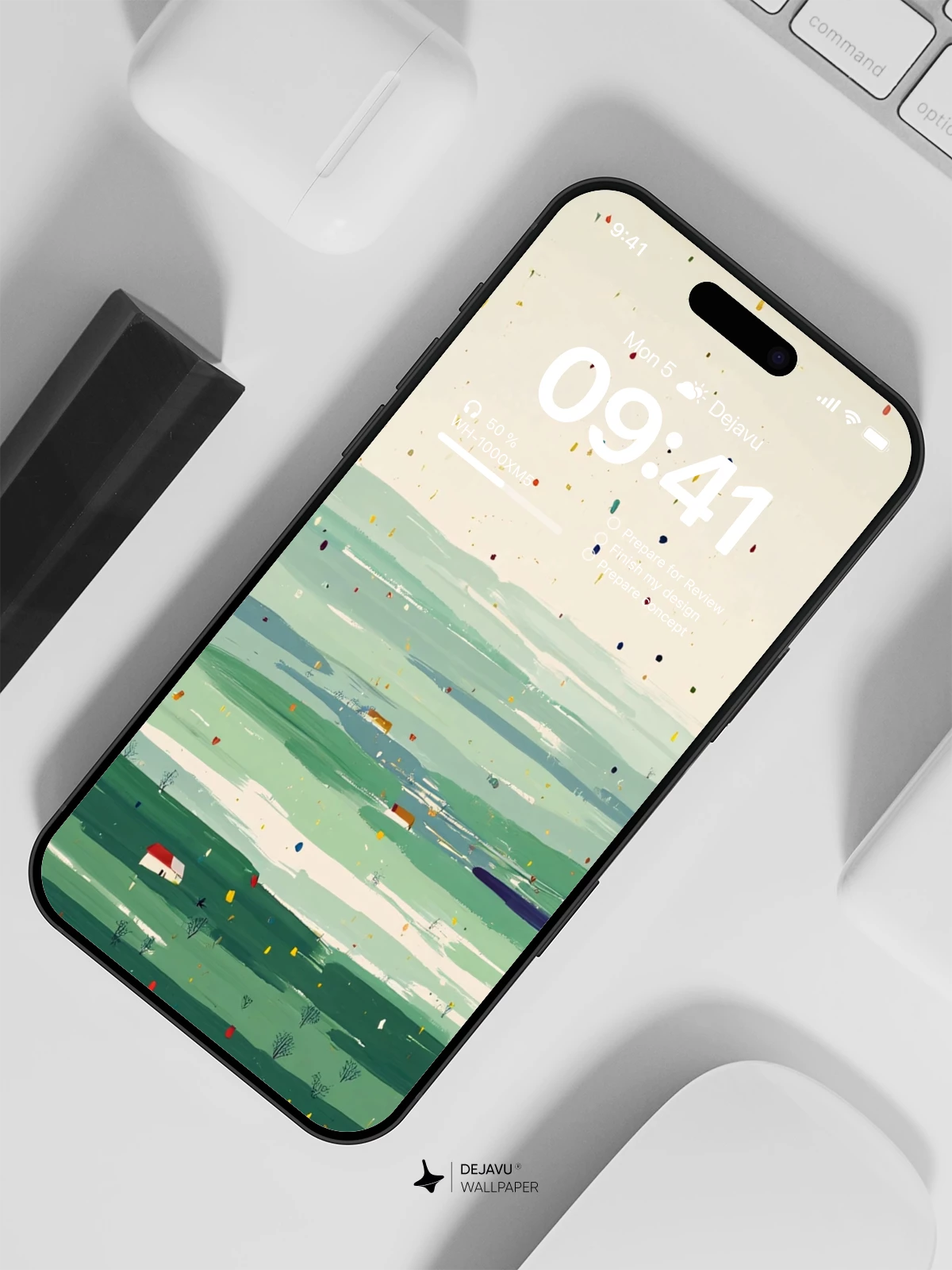 Abstract Green Landscape Wallpaper 4K for iPhone Lock Screen