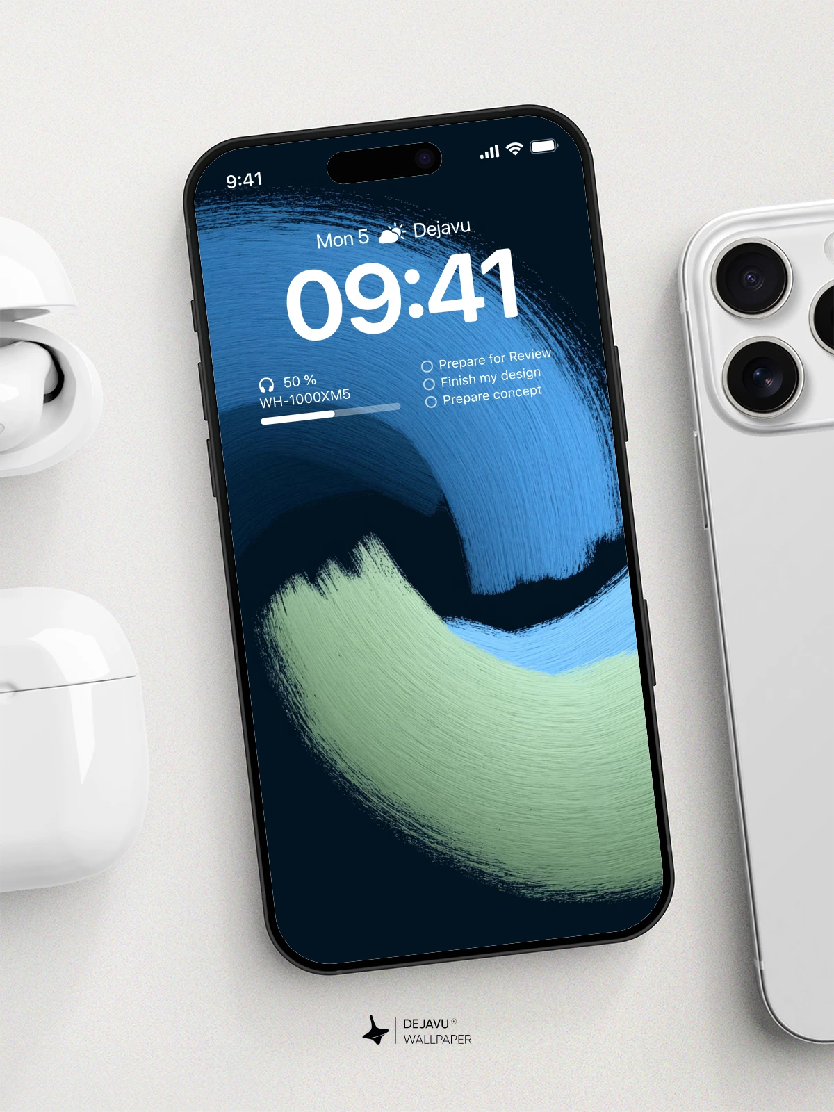 Abstract Blue and Green Wave Wallpaper 4K for iPhone Lock Screen