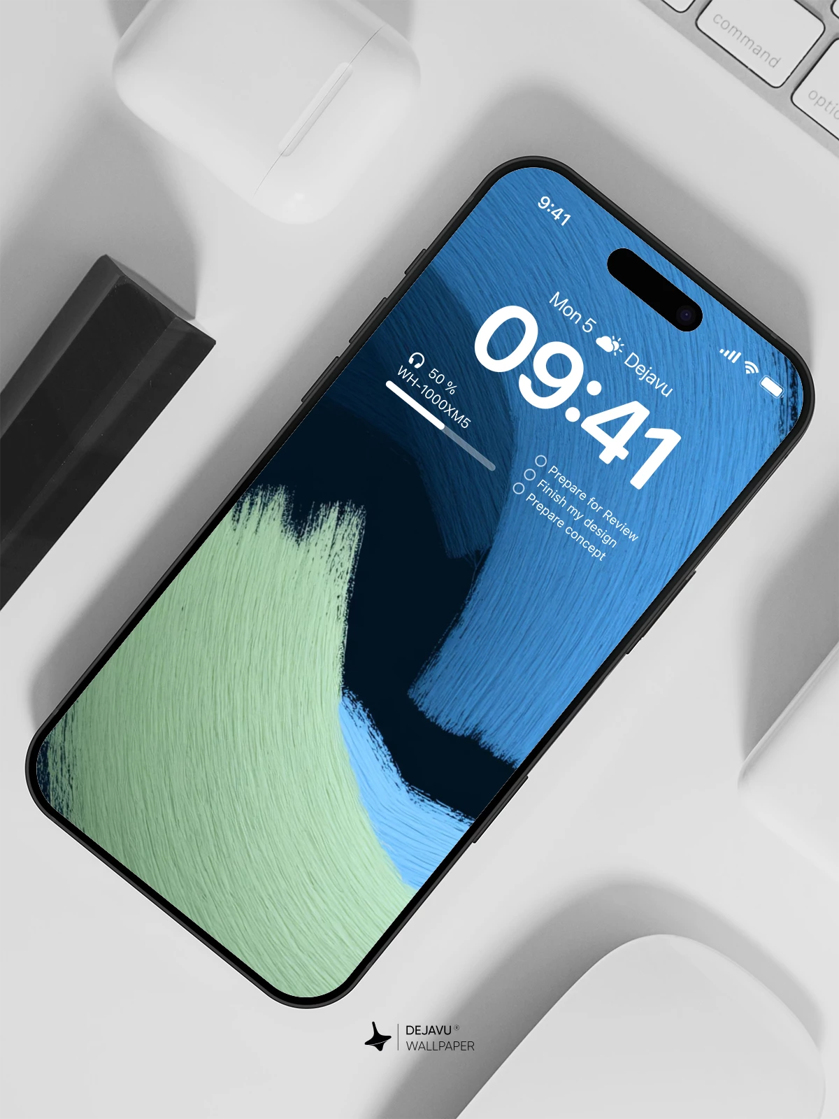 Abstract Blue and Green Wave Wallpaper 4K for iPhone Lock Screen