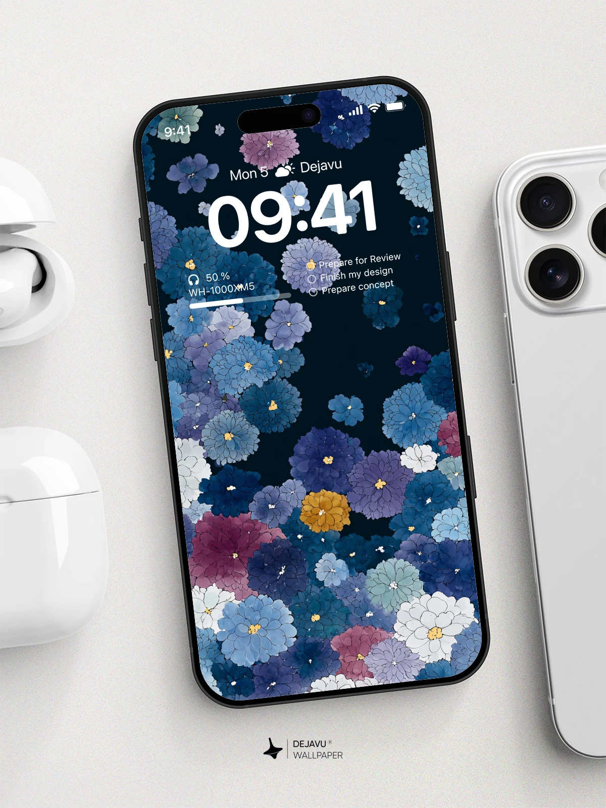 Blue Floral Wallpaper 4K for iPhone Lock Screen