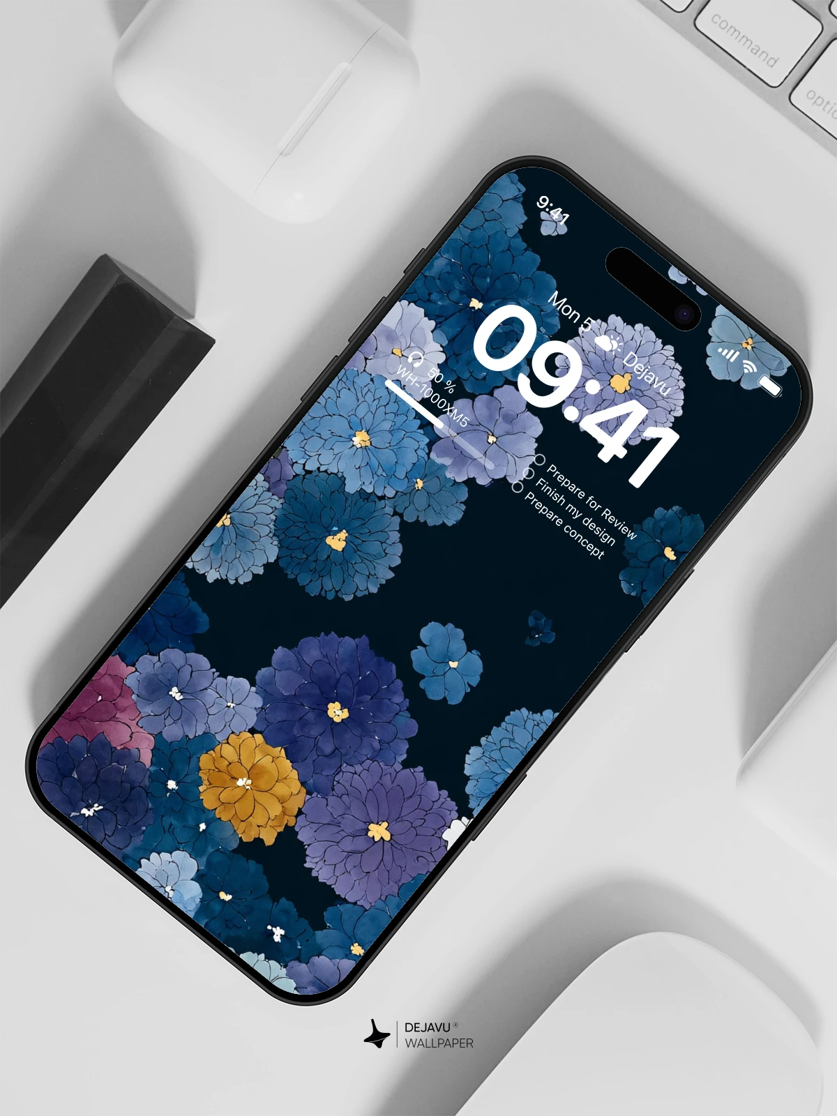 Blue Floral Wallpaper 4K for iPhone Lock Screen