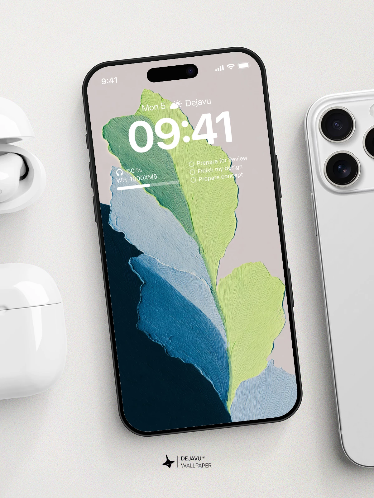 Minimal Green Leaf Wallpaper 4K for iPhone Lock Screen