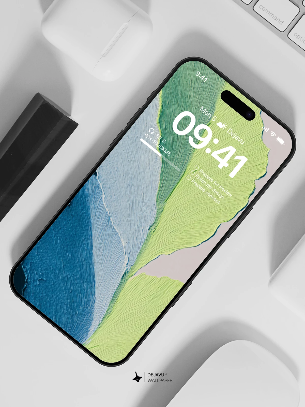 Minimal Green Leaf Wallpaper 4K for iPhone Lock Screen