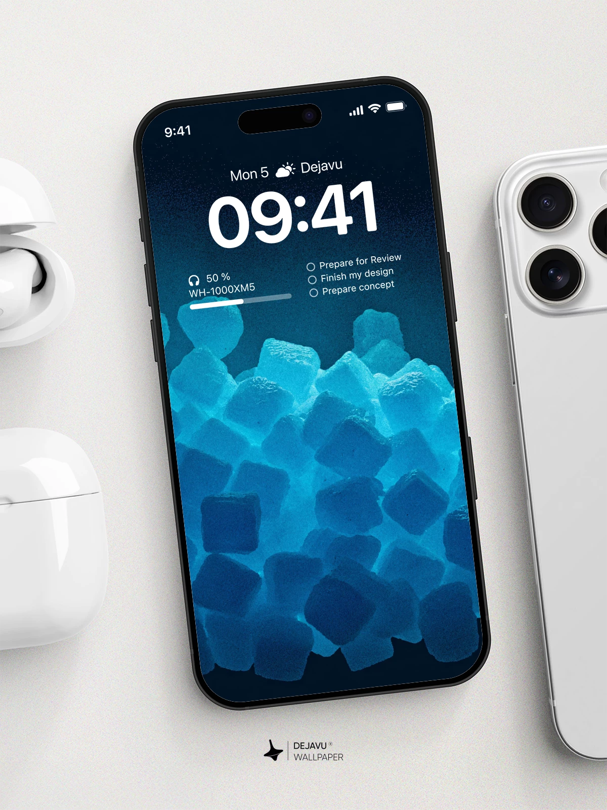 Blue Ice Cubes Wallpaper 4K for iPhone Lock Screen
