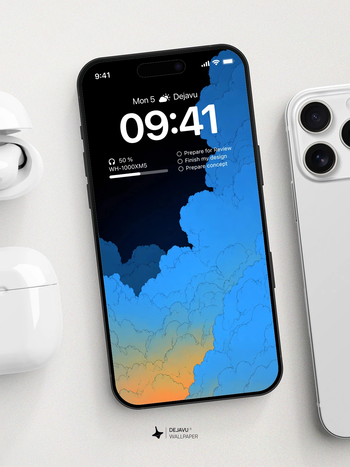 Blue and Orange Gradient Cloud Wallpaper 4K for iPhone Lock Screen