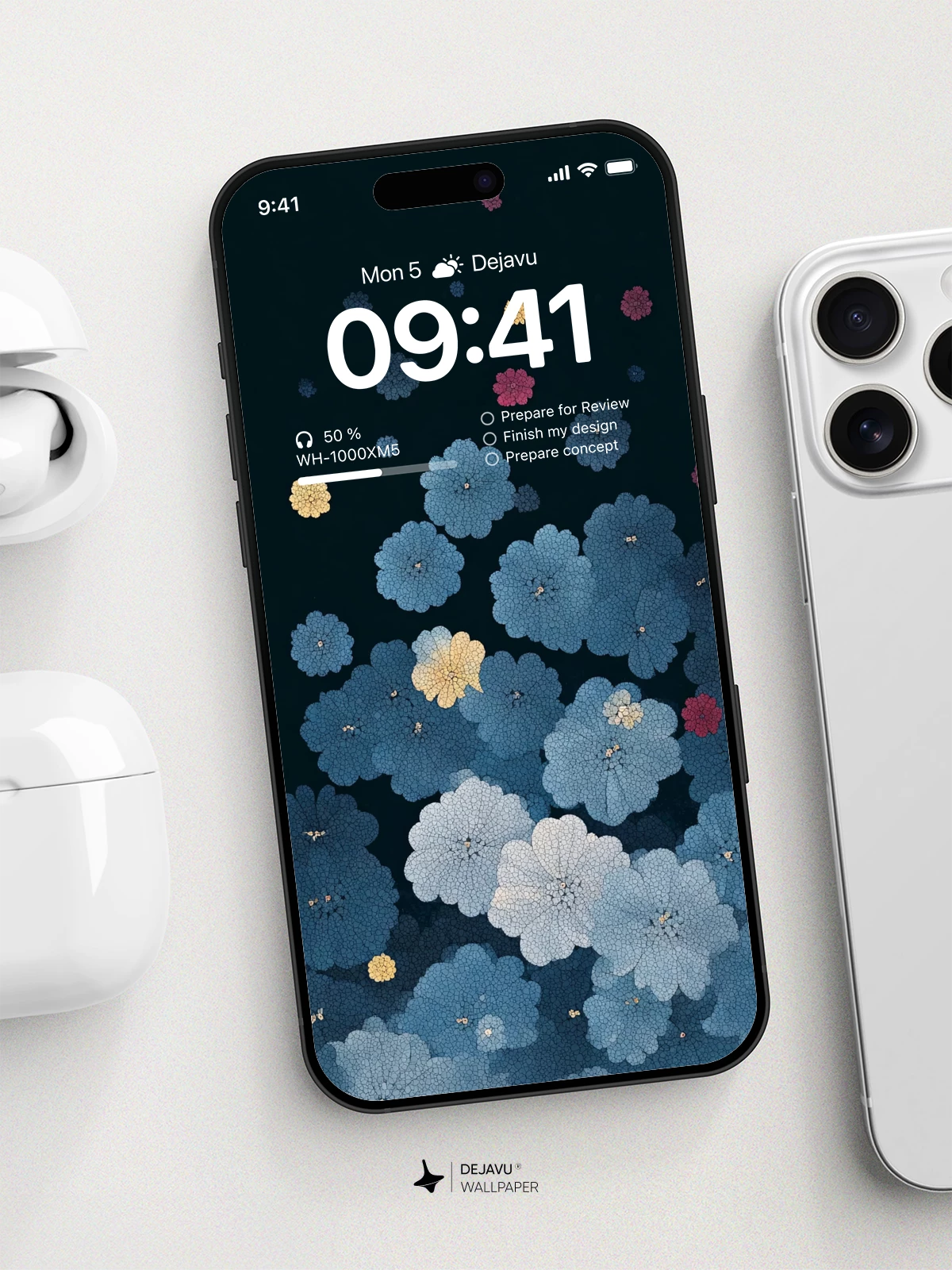 Blue Floral Wallpaper 4K for iPhone Lock Screen