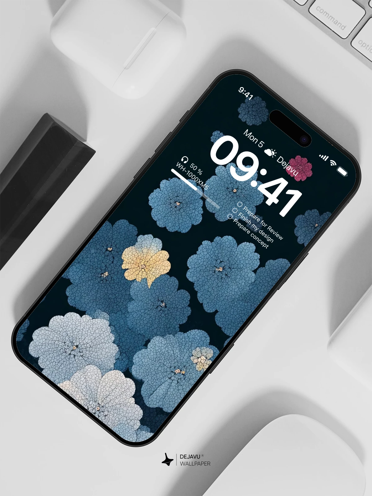 Blue Floral Wallpaper 4K for iPhone Lock Screen