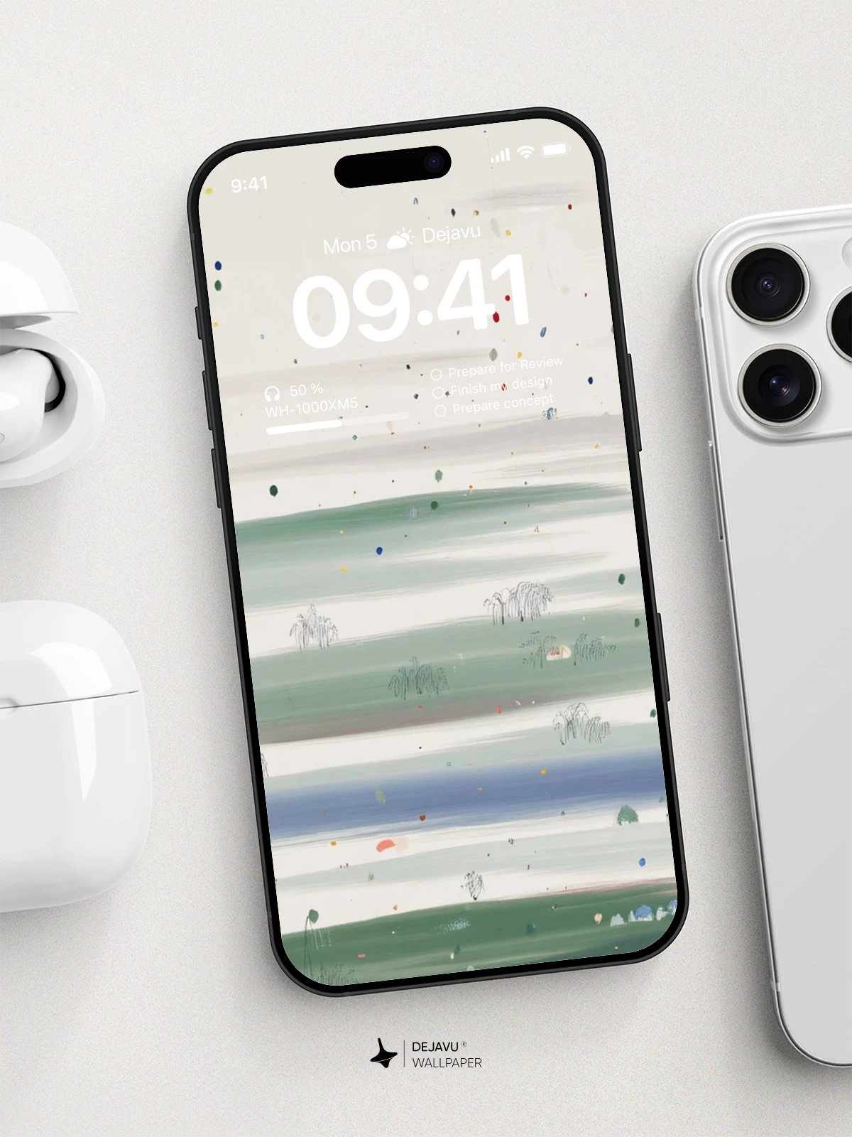 Minimal Landscape Watercolor Wallpaper 4K for iPhone Lock Screen