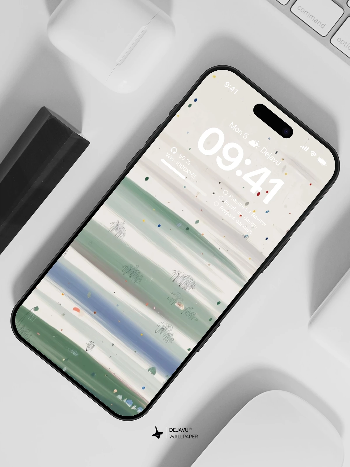 Minimal Landscape Watercolor Wallpaper 4K for iPhone Lock Screen