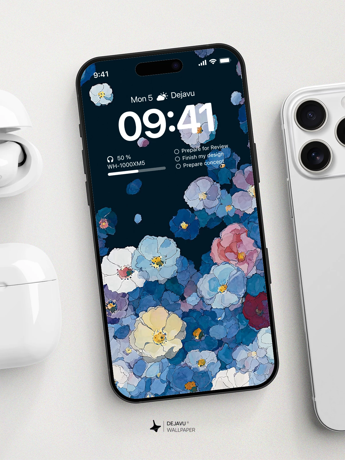 Blue Floral Wallpaper 4K for iPhone Lock Screen