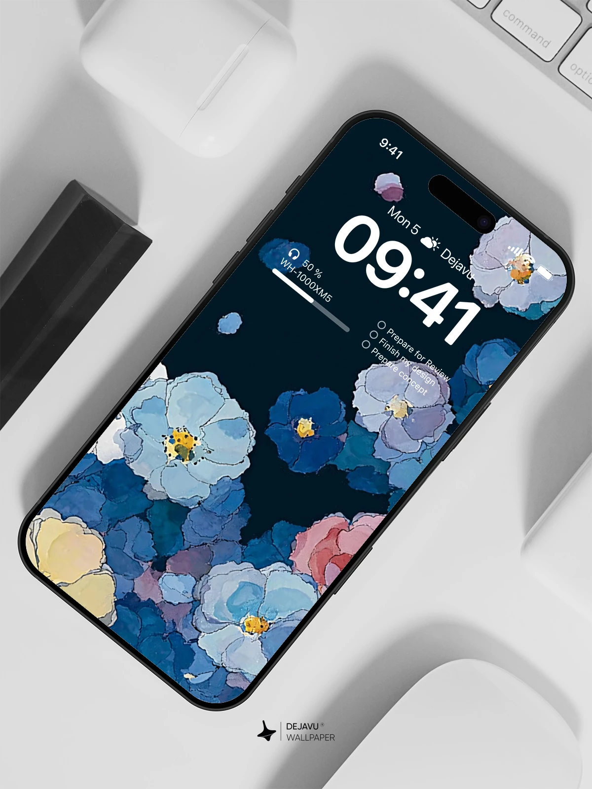 Blue Floral Wallpaper 4K for iPhone Lock Screen