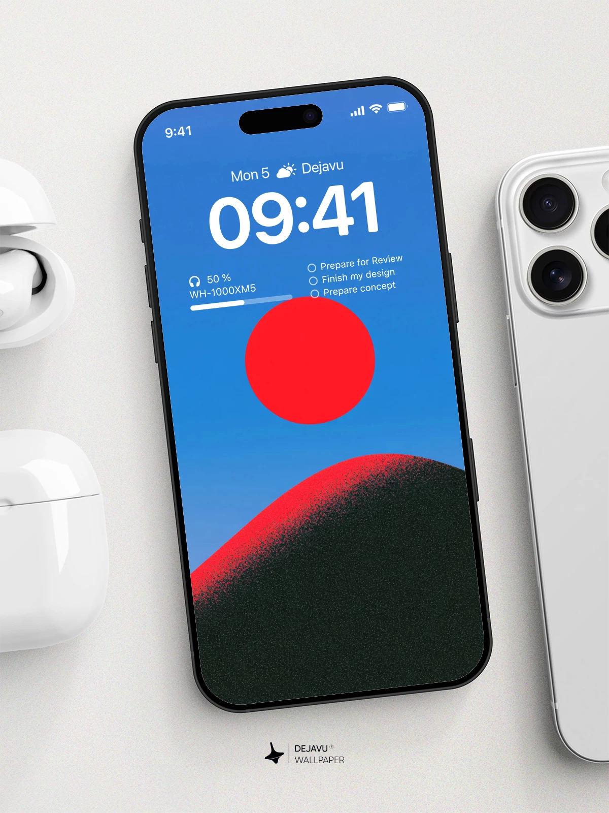 Minimal Red Sun Wallpaper 4K for iPhone Lock Screen