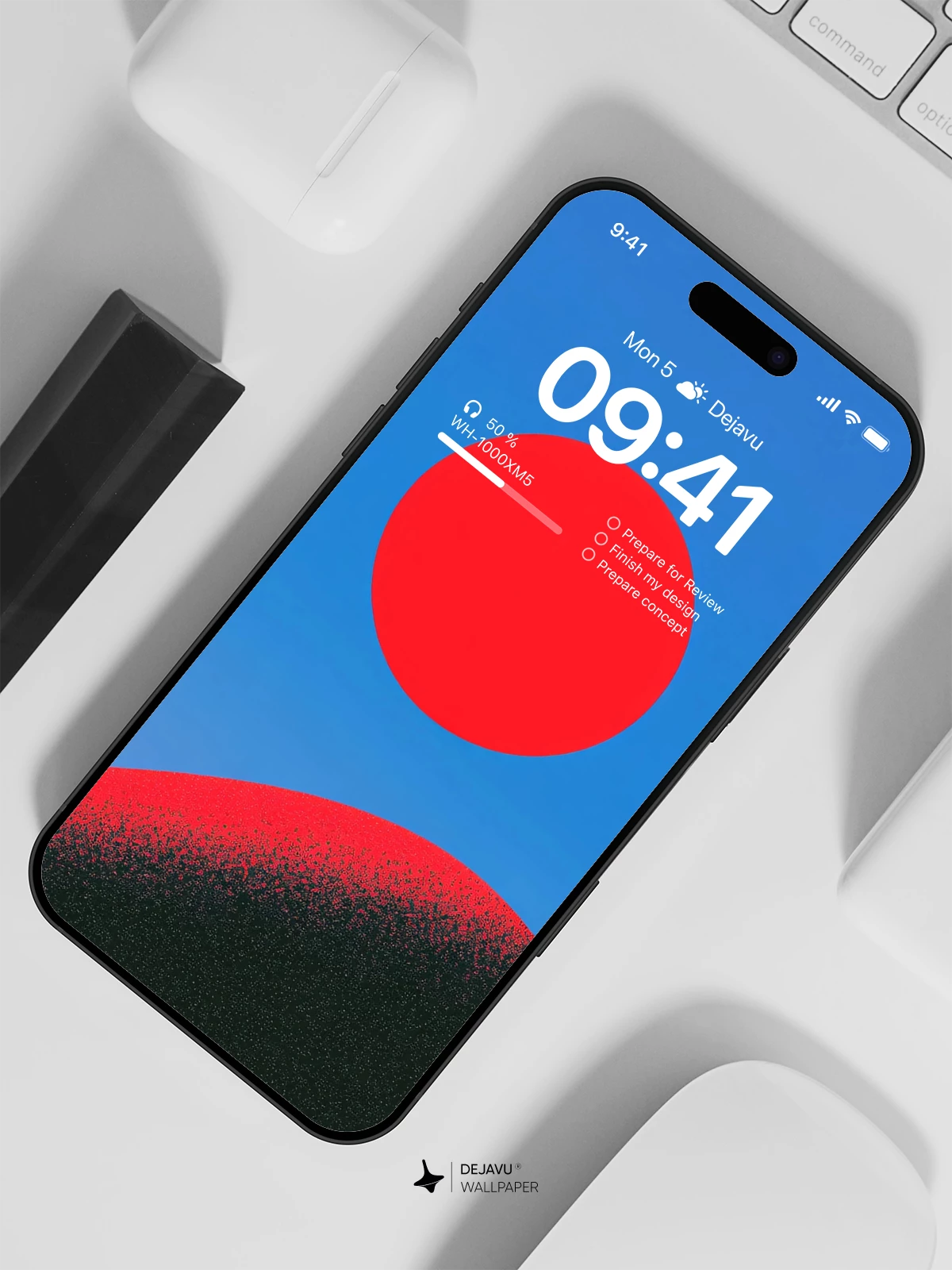 Minimal Red Sun Wallpaper 4K for iPhone Lock Screen