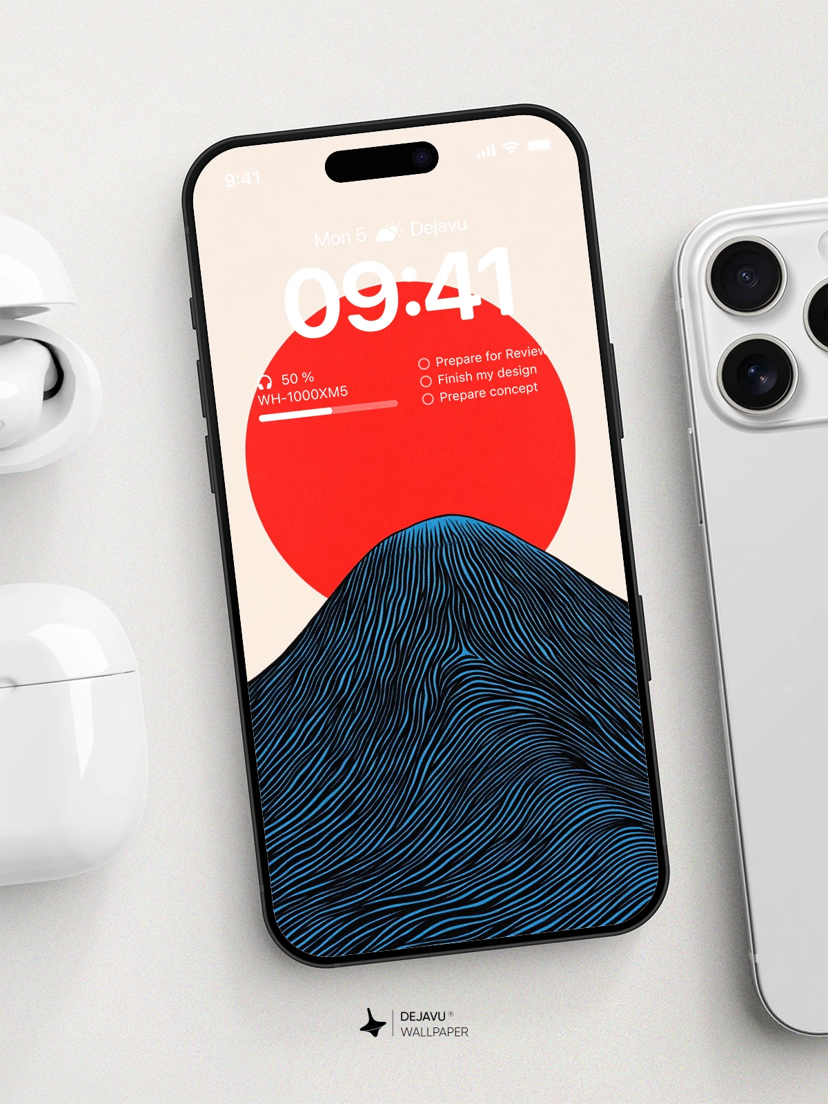 Minimalist Mountain Sunset Wallpaper 4K for iPhone Lock Screen