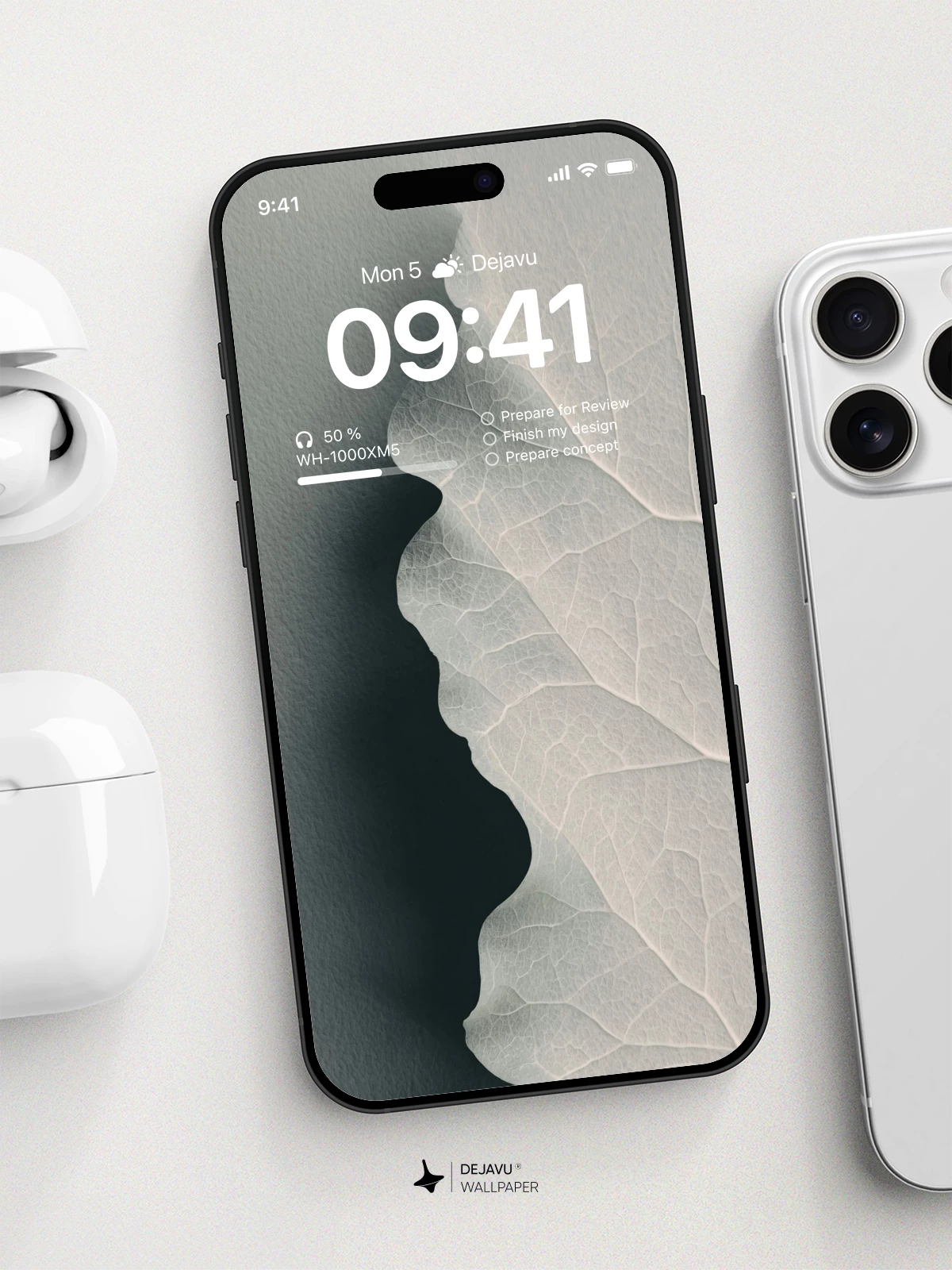 White Leaf Texture Wallpaper 4K for iPhone Lock Screen