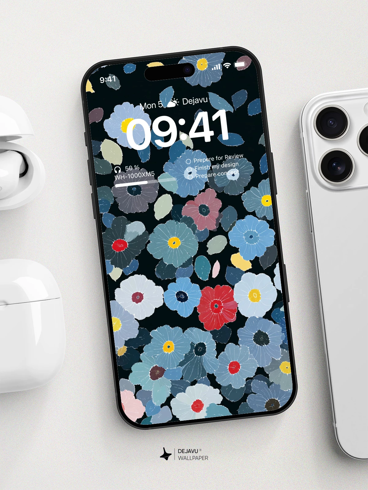 Blue Floral Wallpaper 4K for iPhone Lock Screen