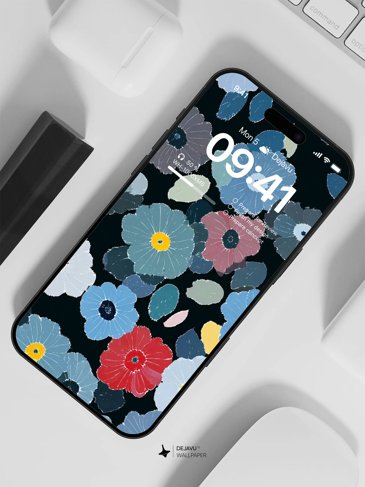 Blue Floral Wallpaper 4K for iPhone Lock Screen