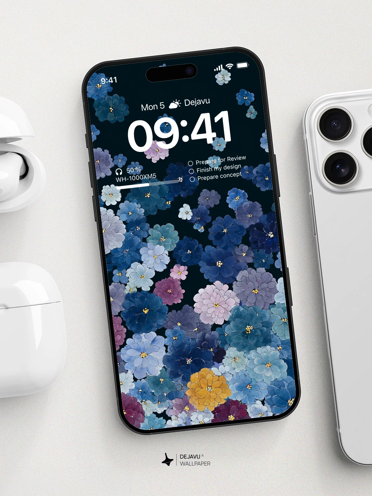 Blue Floral Wallpaper 4K for iPhone Lock Screen