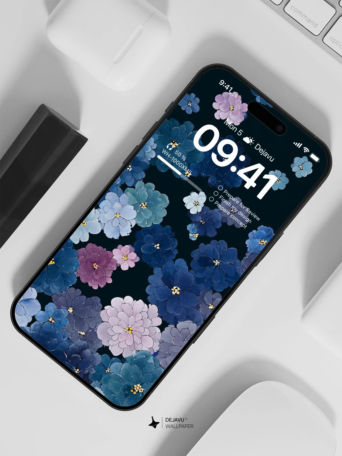 Blue Floral Wallpaper 4K for iPhone Lock Screen
