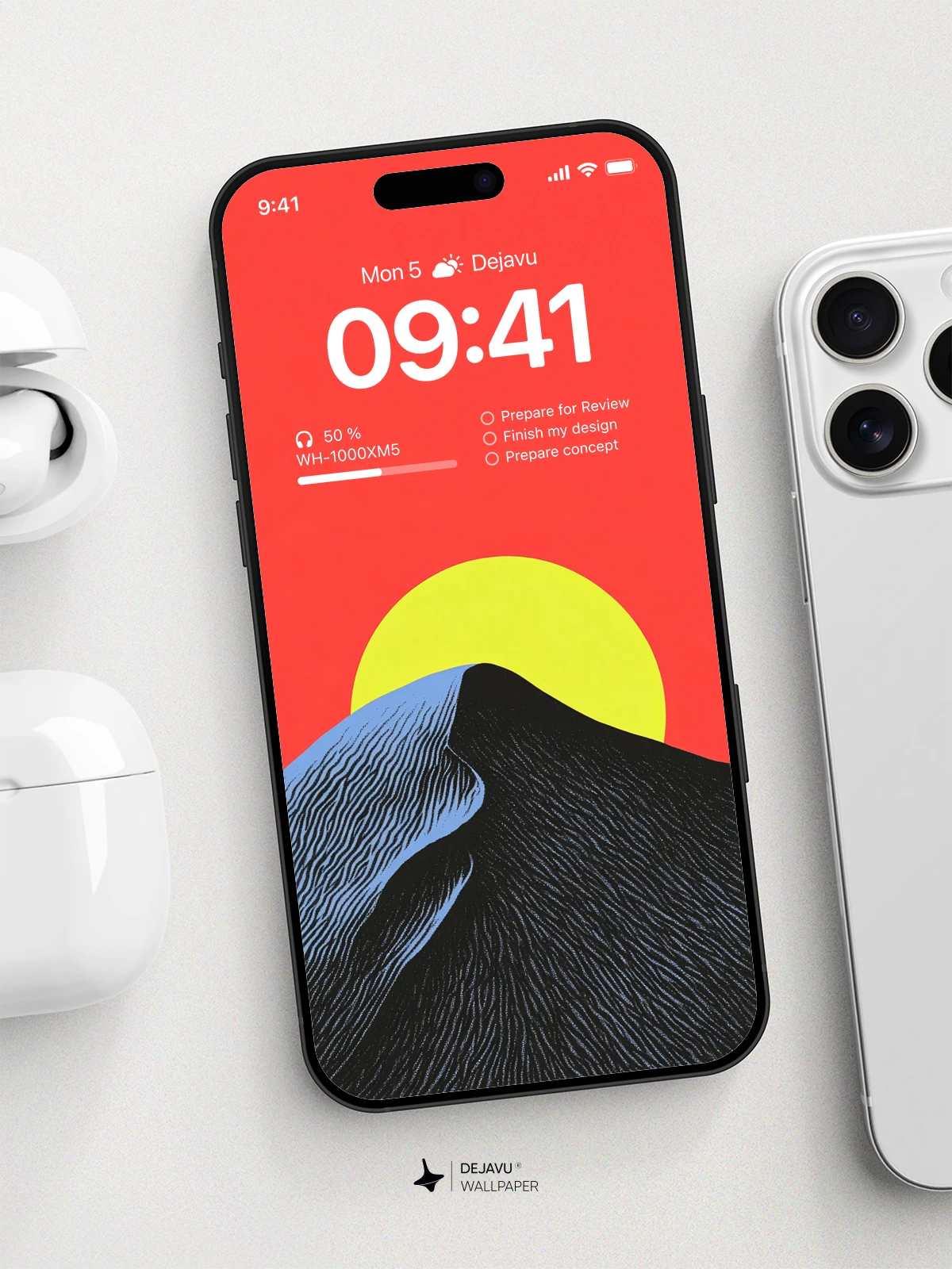 Minimalist Mountain Sunset Wallpaper 4K for iPhone Lock Screen