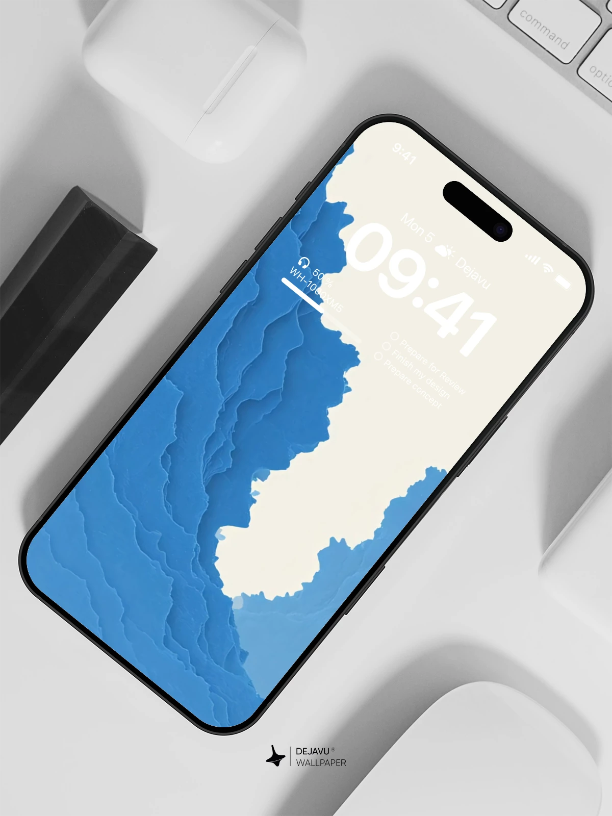 Blue Abstract Wave Wallpaper 4K for iPhone Lock Screen