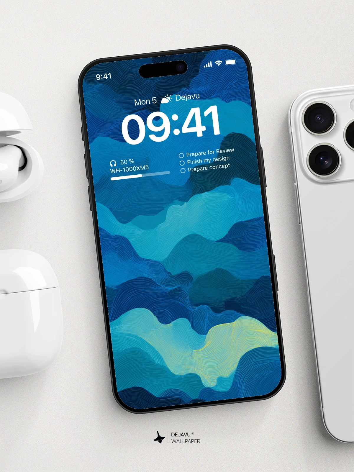 Abstract Blue Waves Wallpaper 4K for iPhone Lock Screen